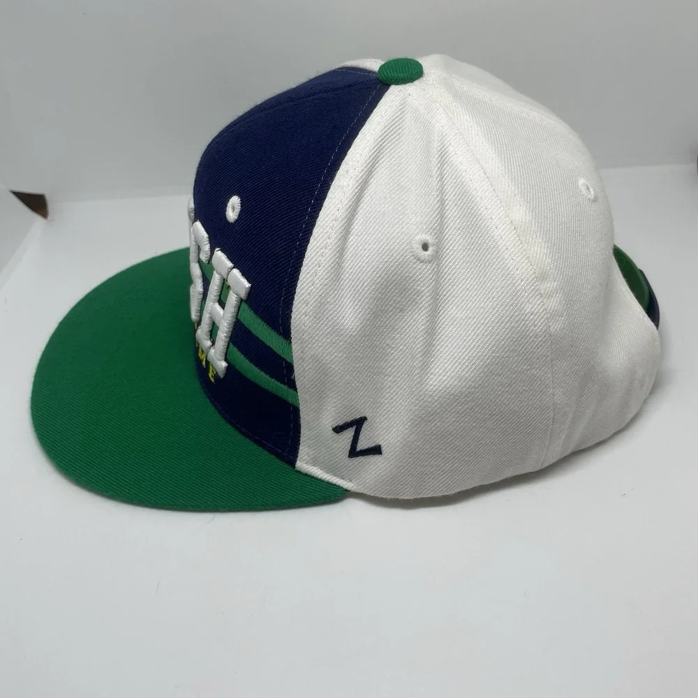 Zephyr Irish Notre Dame‎ Cap Navy Green Embroidery Adjustable Snapback Hat